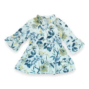 Valentina Naldi‎ Women's Blouse Tiered Floral 3/4 Ruffle Sleeve Small Italy Made